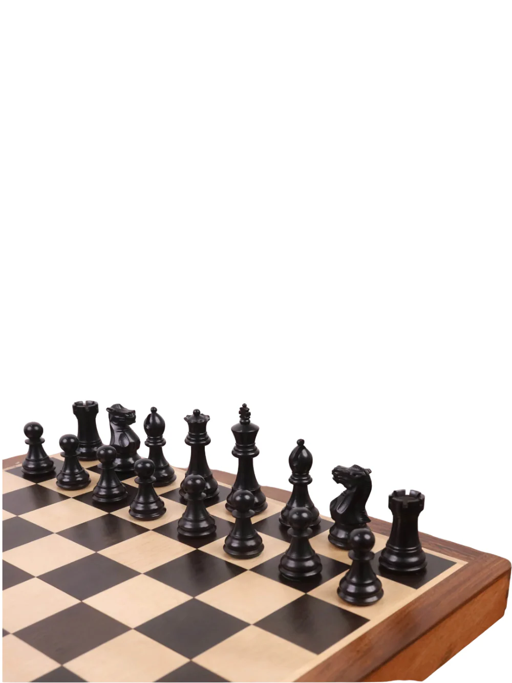 16" Premier Series Magnetic Travel Chess Set- Ebony & Maple Wood Board with Ebonised Boxwood Pieces - Image 8
