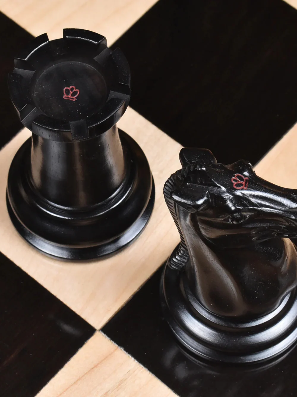 1849-50 Leuchars Cook Staunton Chess Pieces Ebony Wood & Antiqued Boxwood - 4.5" - Image 6