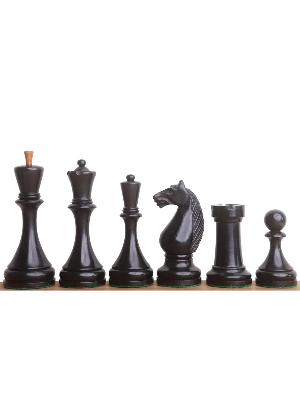 1935 Botvinnik Flohr-II Soviet Chess Pieces - Distress Antiqued Boxwood & Ebonised Boxwood - 4.4" King - Image 3