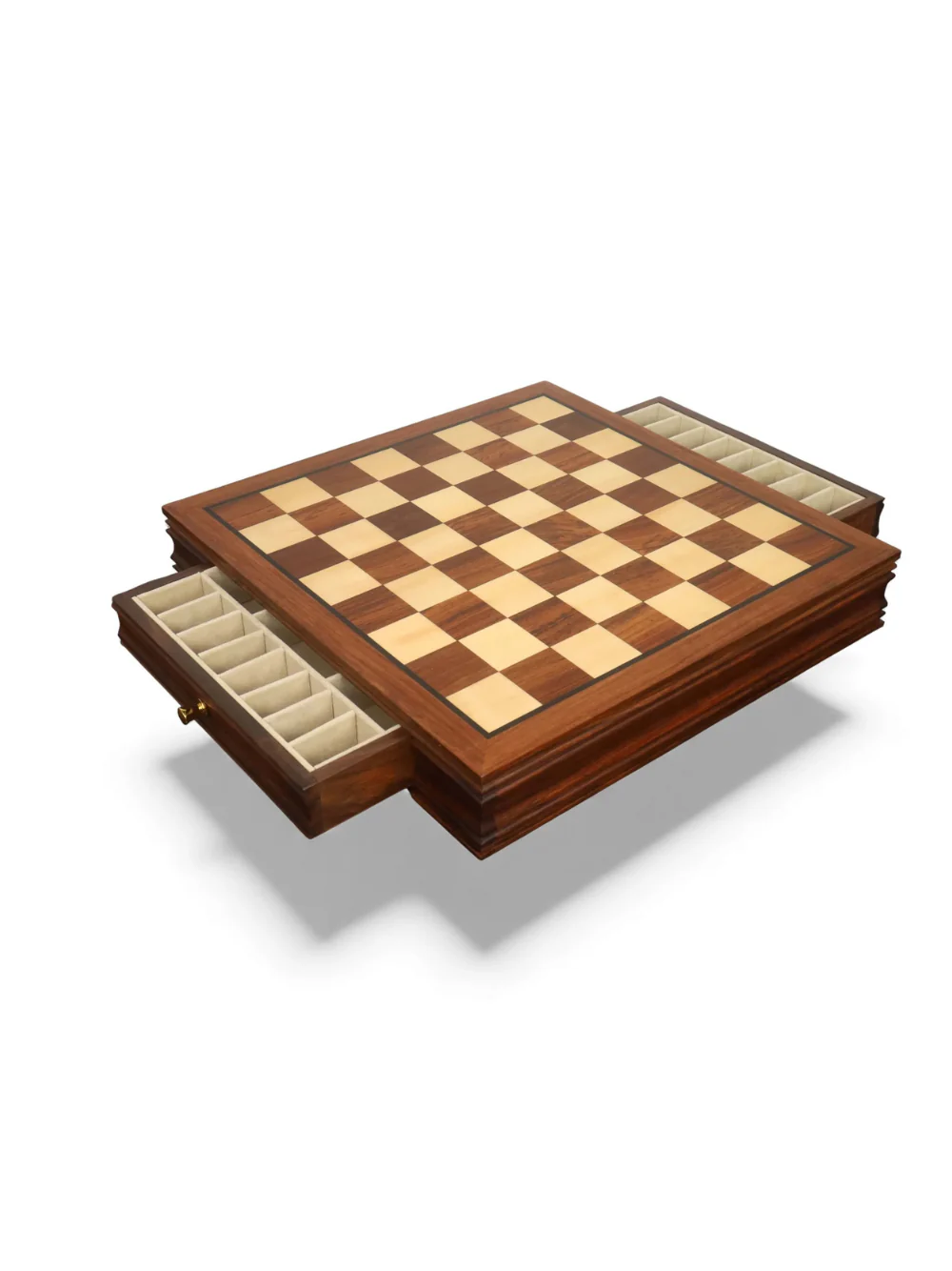 20” Luxury Chess Board with Velvet Storage Drawers - Golden Rosewood