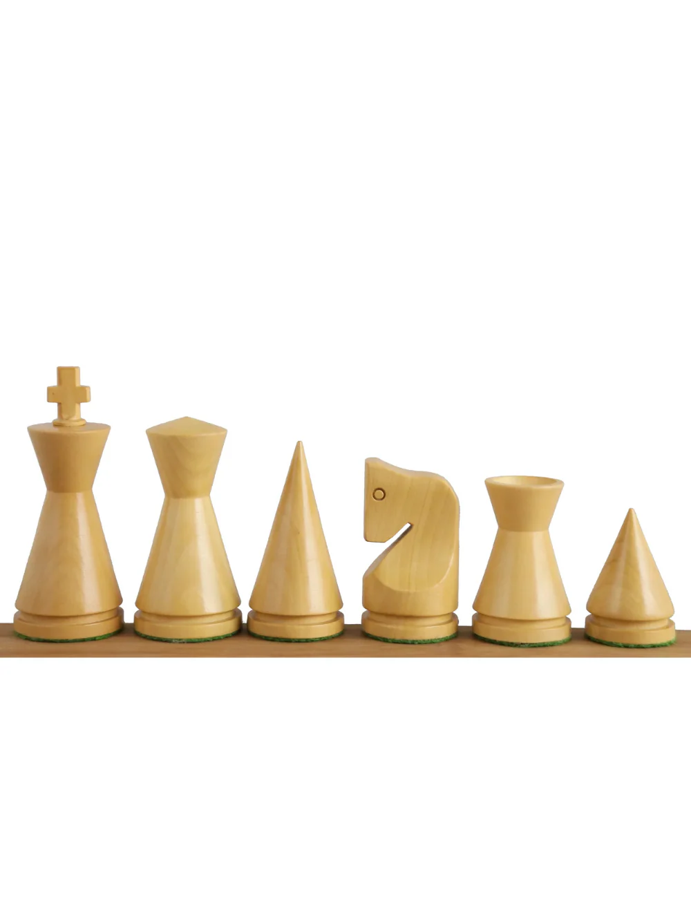3.1" Russian Poni Minimalist Ebonised Boxwood & Boxwood Chess Pieces - Image 2