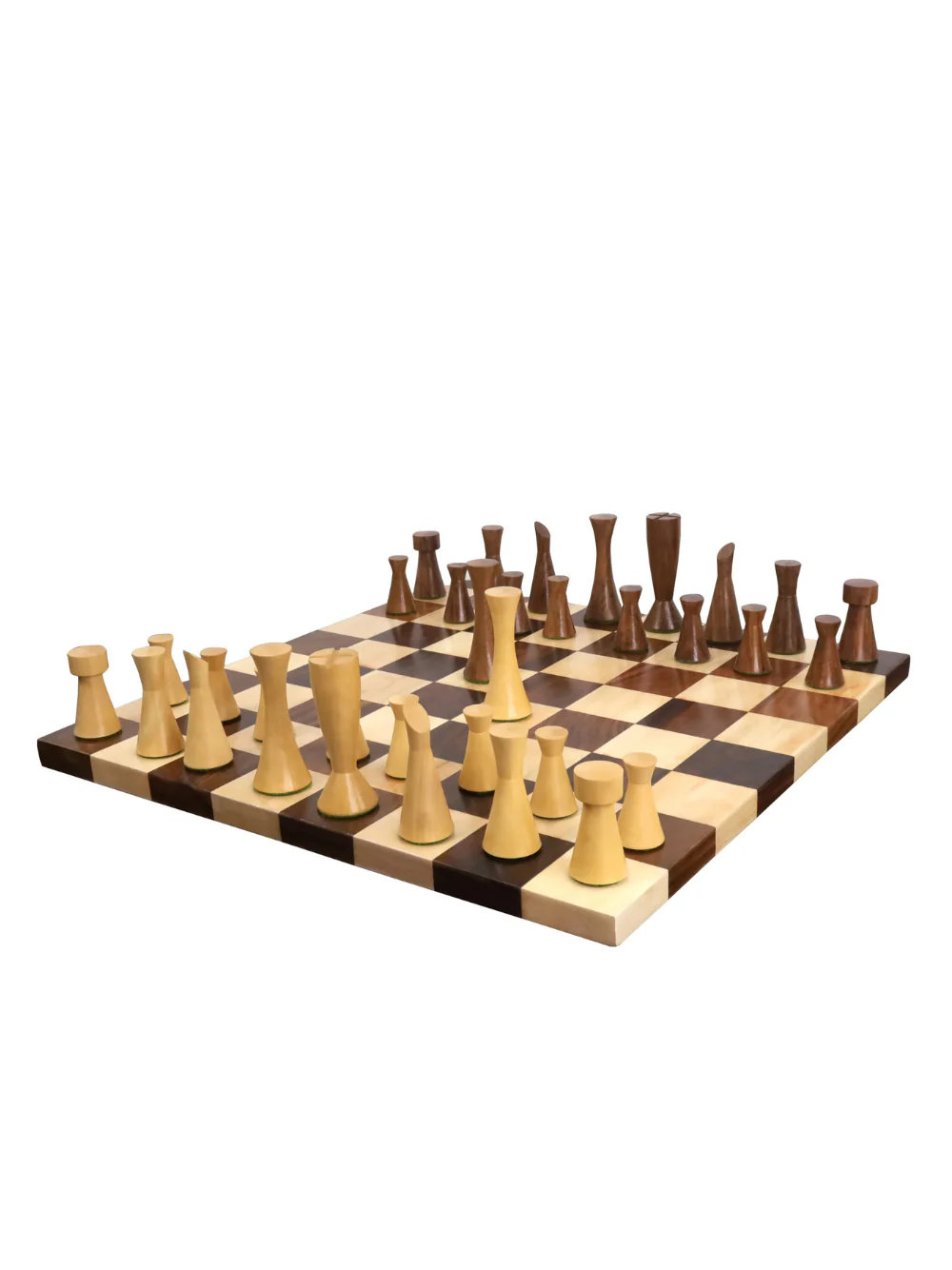 3.4" Minimalist Tower Series Weighted Chess Set - Golden Rosewood Pieces, Board & Box - Image 5