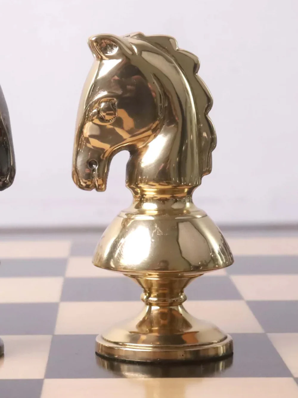 3.4" Victorian Series Brass Metal Luxury Chess Set - Pieces Only - Metallic Gold & Grey - Image 4