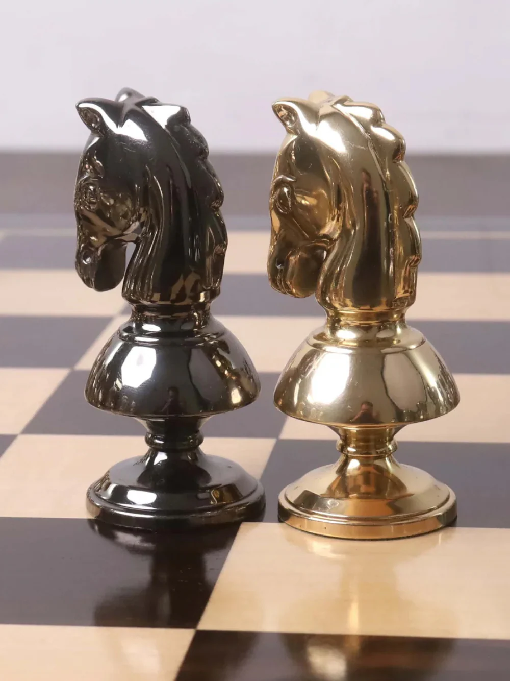 3.4" Victorian Series Brass Metal Luxury Chess Set - Pieces Only - Metallic Gold & Grey - Image 5