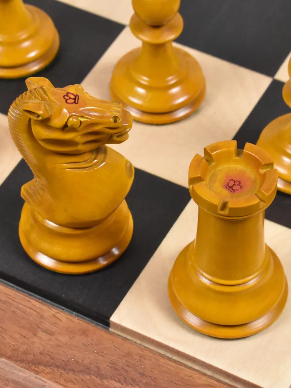 1852-55 Harrwitz Staunton Chess Pieces Antiqued Boxwood and Ebony - 3.5" King - Image 9