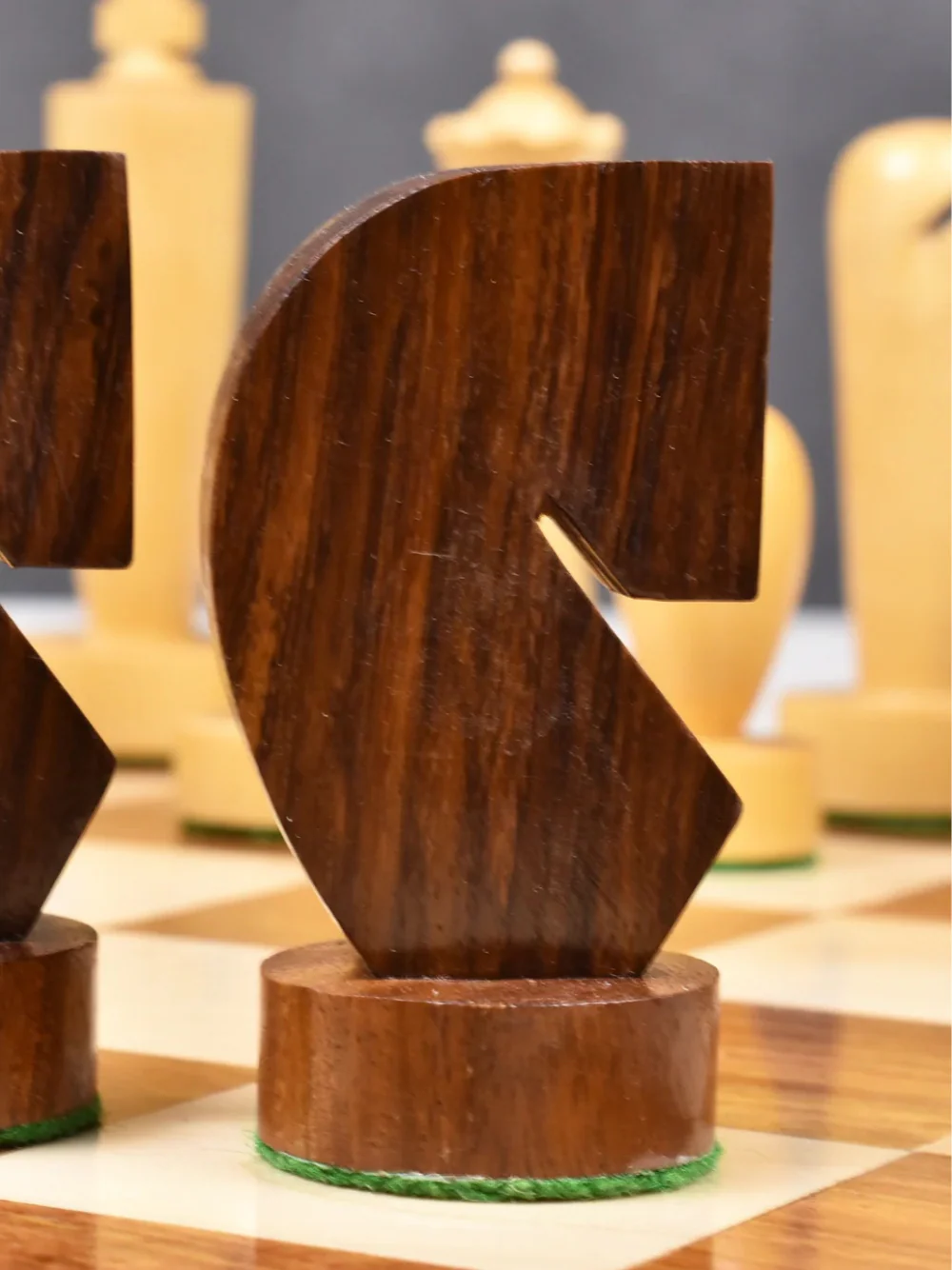 3.9″ Berliner Modern Minimalist Chess Pieces - Weighted Golden Rosewood - Image 4