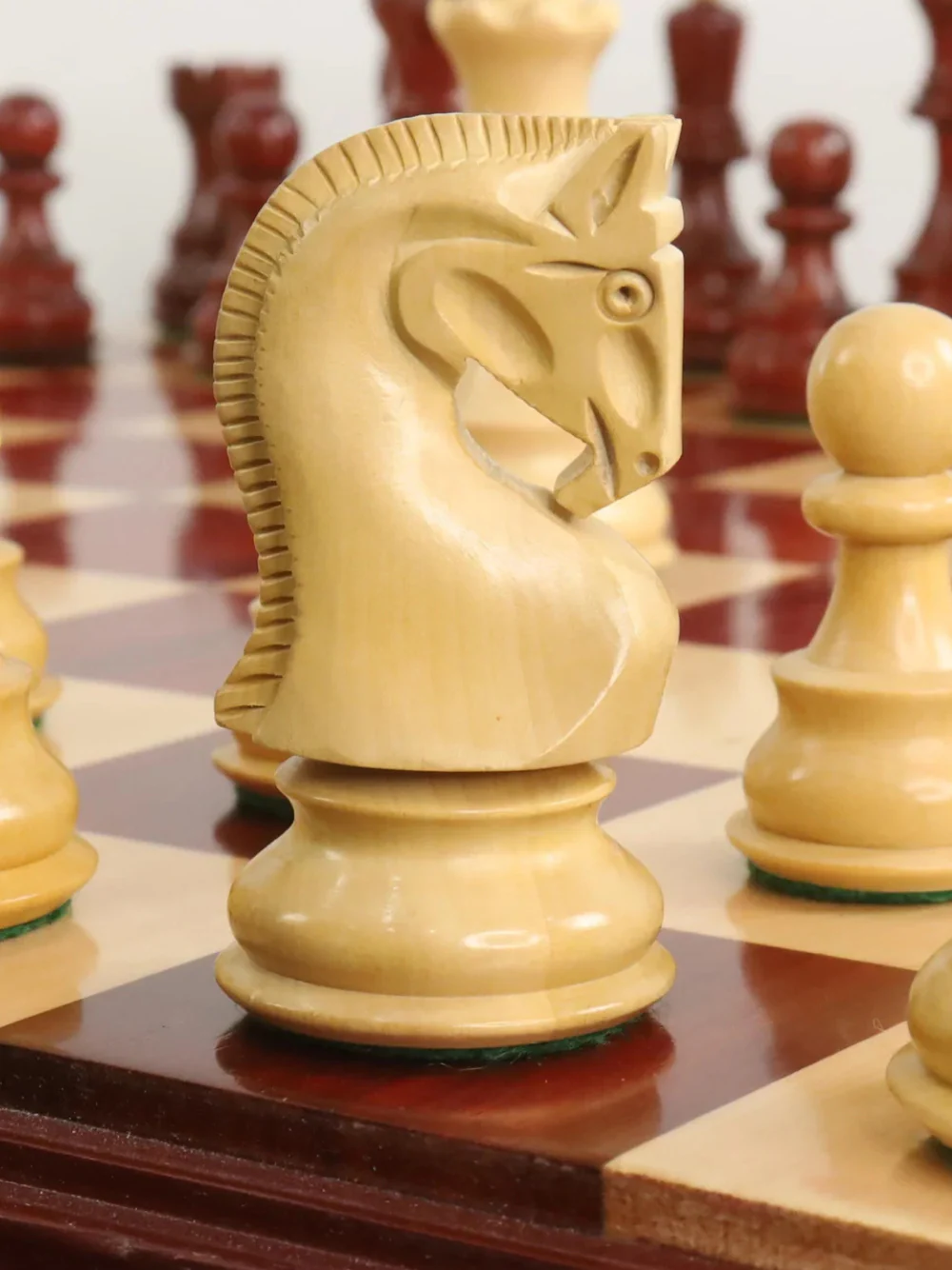 3.9" Russian Zagreb 59' Chess Pieces  Double Weighted Bud Rose Wood - Image 4