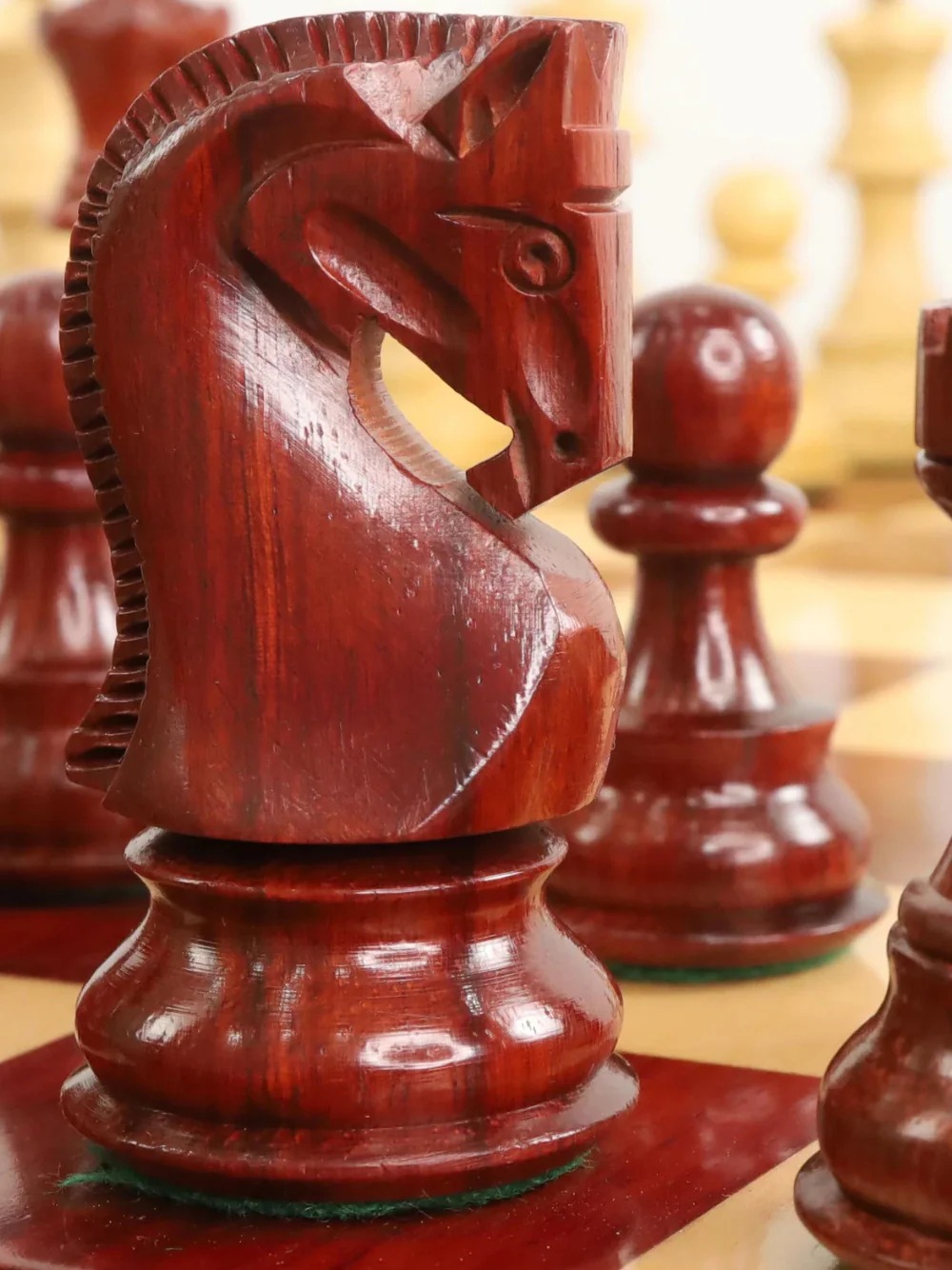 3.9" Russian Zagreb 59' Chess Pieces  Double Weighted Bud Rose Wood - Image 5