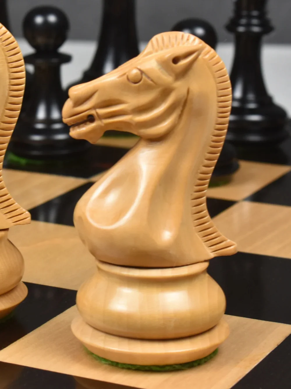 4.1" Chamfered Base Staunton Chess Pieces Only Set - Triple Weighted Ebony Wood - Image 5
