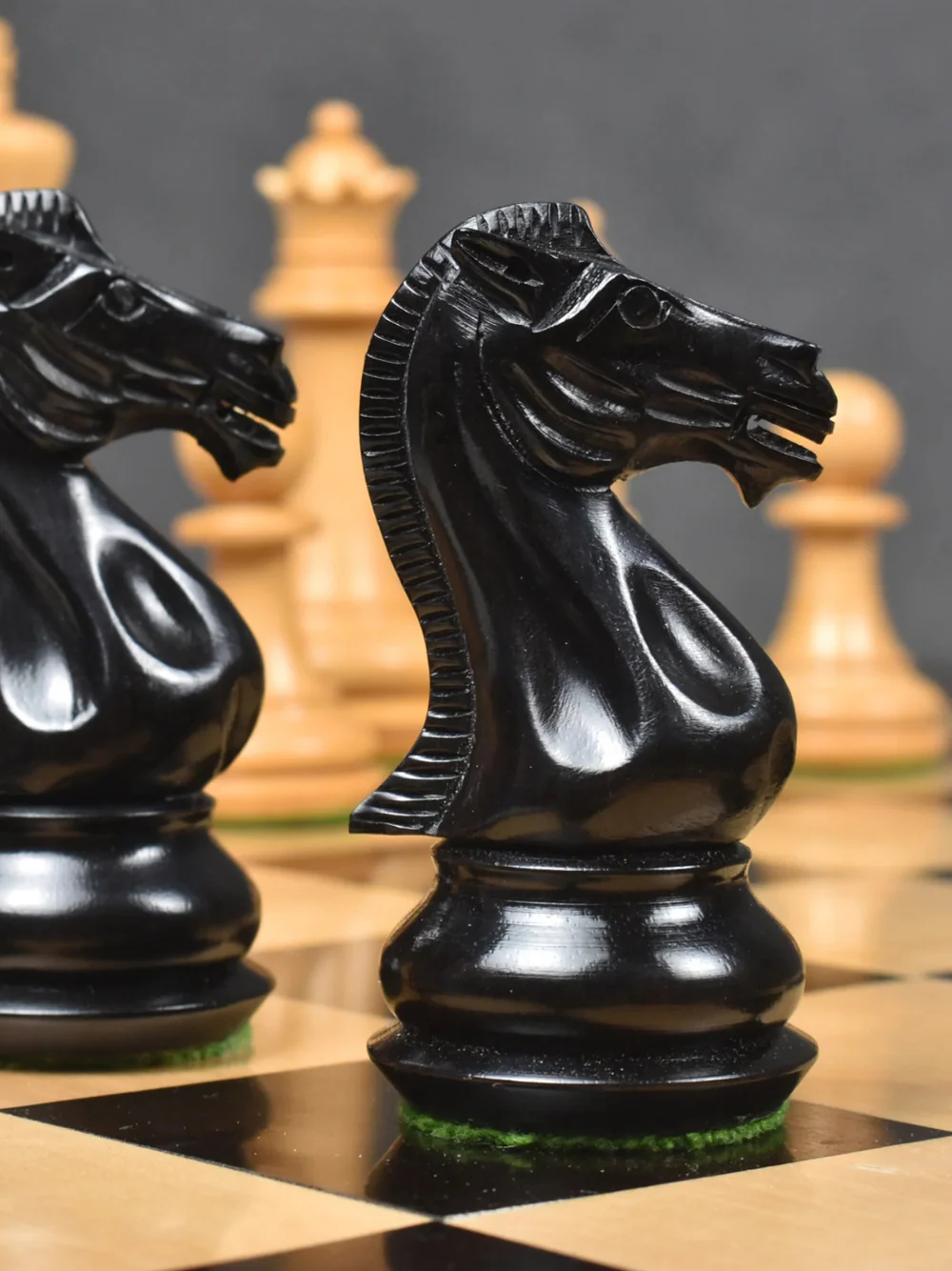 4.1" Chamfered Base Staunton Chess Pieces Only Set - Triple Weighted Ebony Wood - Image 6