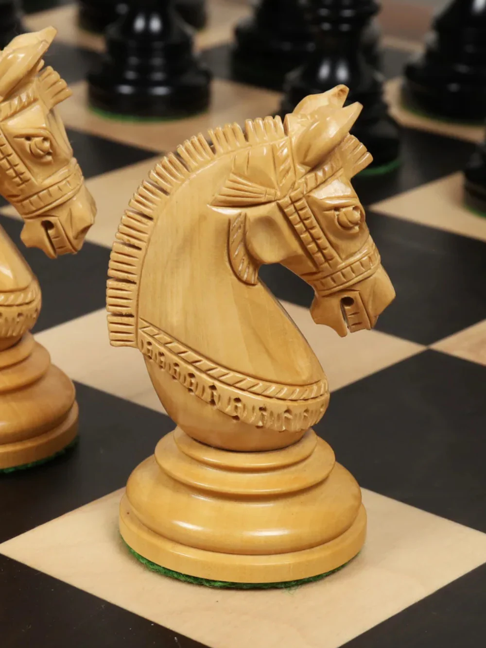 4.1" Stallion Staunton Ebony Wood Luxury Chess Pieces - Triple Weighted - Image 4