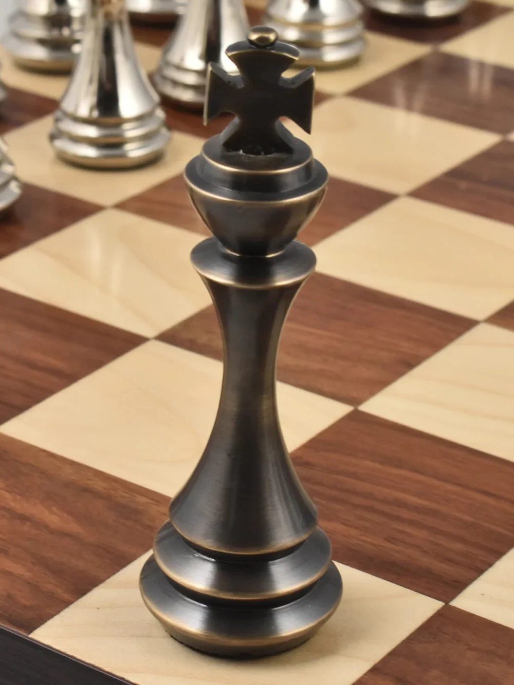 Russian Zagreb Silver Brass Metal Luxury Chess Pieces - 4.4" King - Image 4
