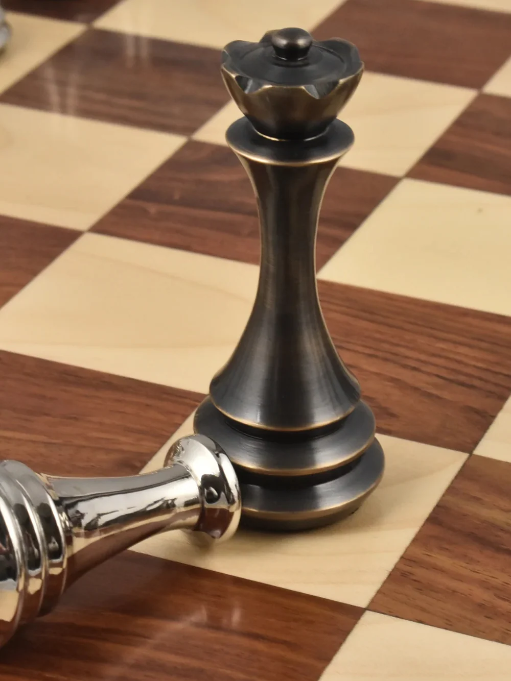 Russian Zagreb Silver Brass Metal Luxury Chess Pieces - 4.4" King - Image 6