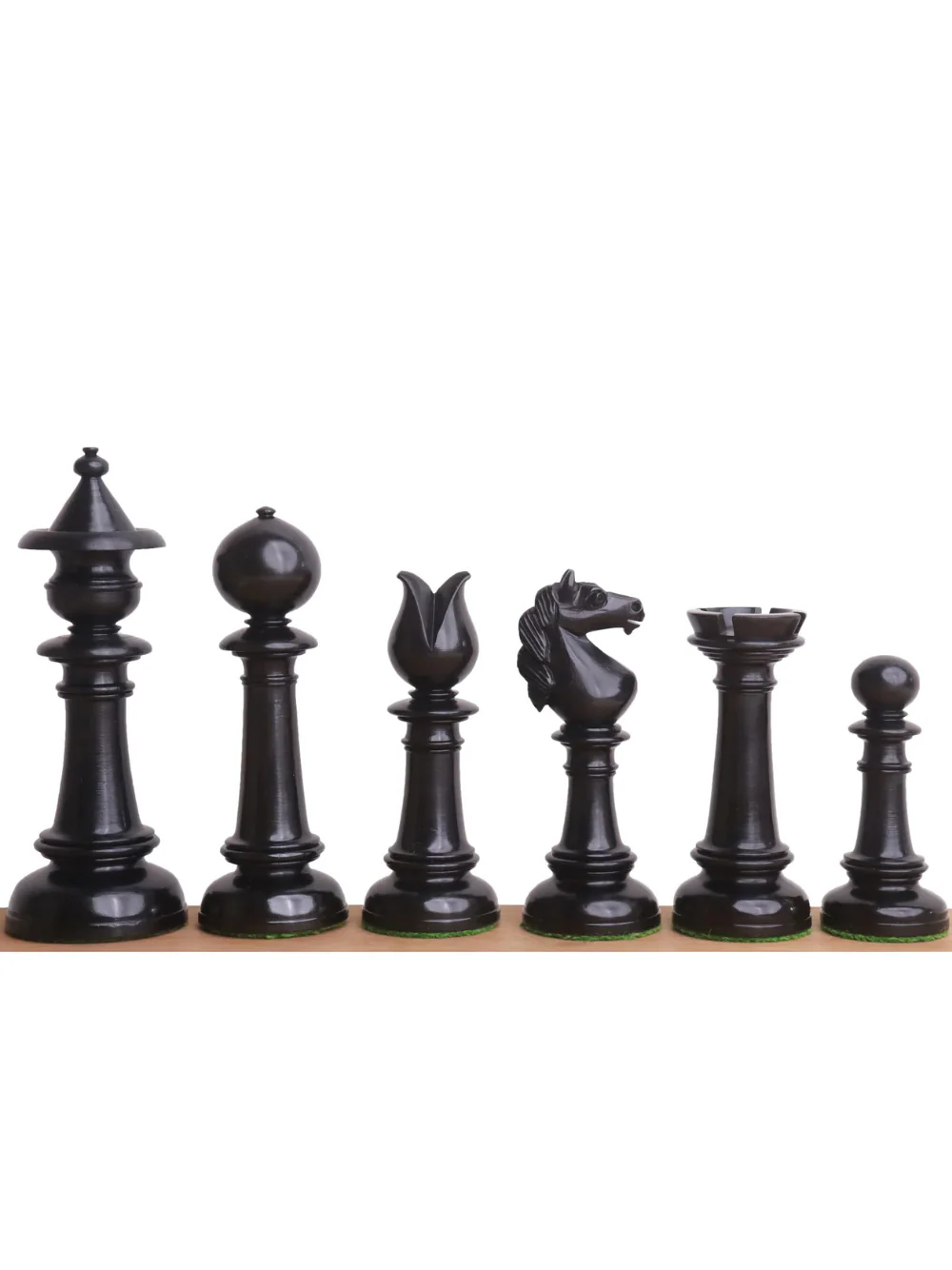 4" Edinburgh Northern Upright Pre-Staunton Chess Pieces Only Set - Ebony Wood - Image 3