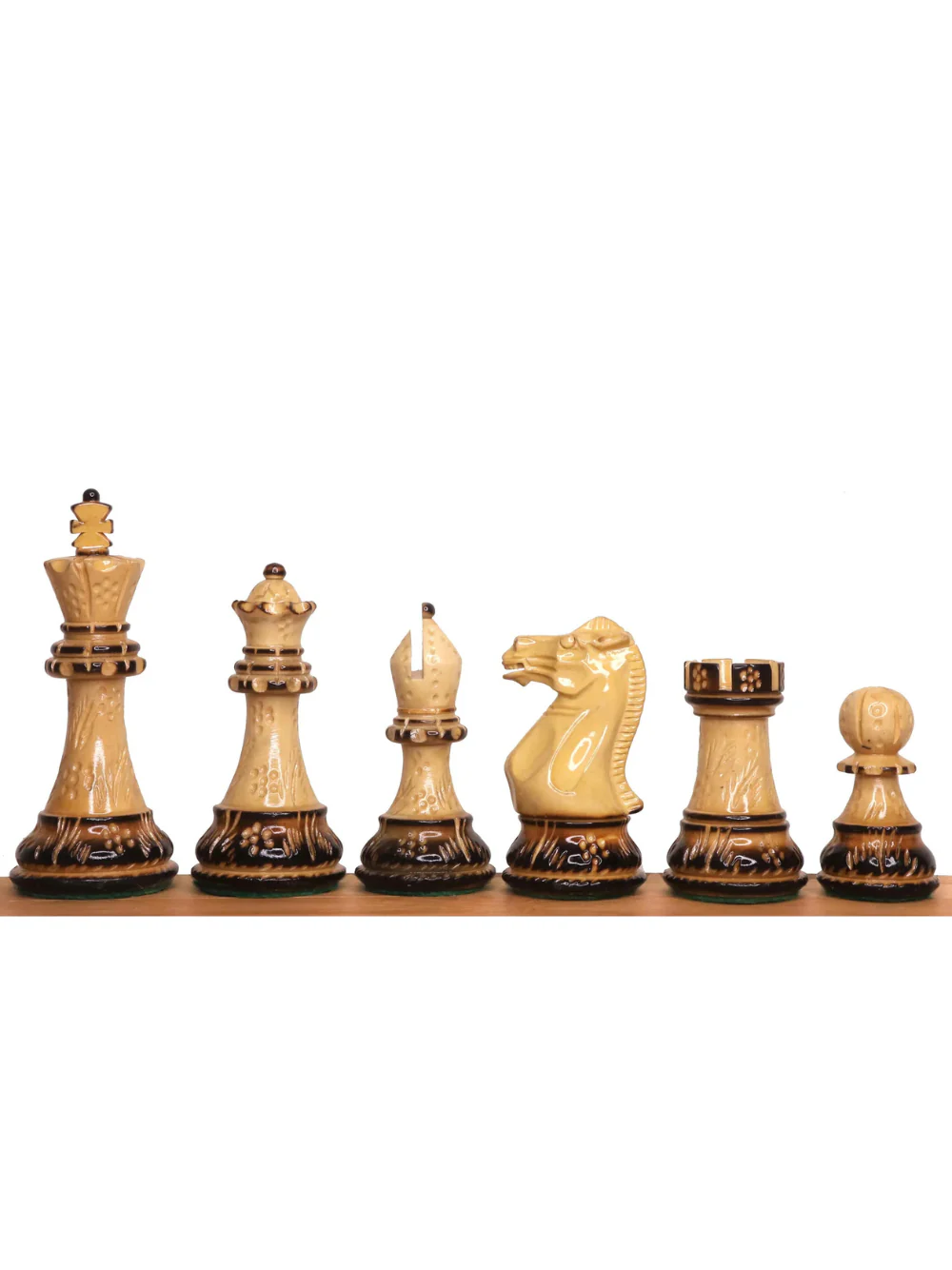 4" Professional Staunton Chess Set - Lacquered Burnt Boxwood Pieces with Board & Box - Image 6