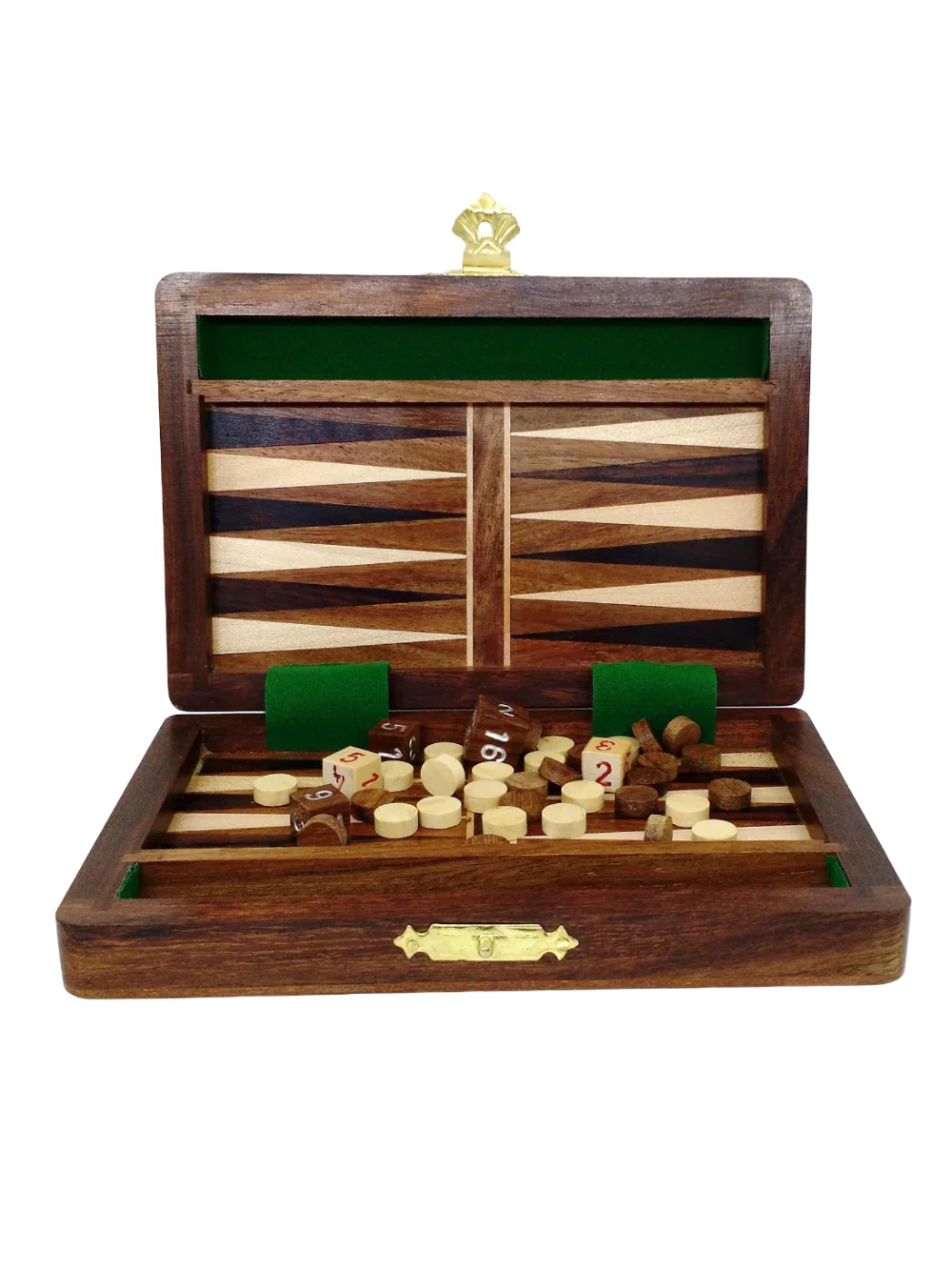 6" Wooden Travel Backgammon Set - Image 5