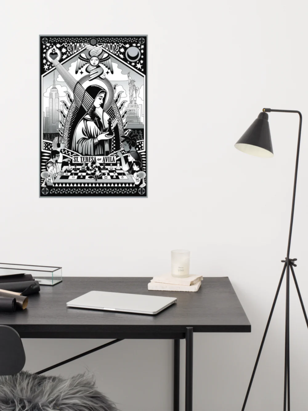 Teresa – Black & White Chess Photo Art Poster - Image 4