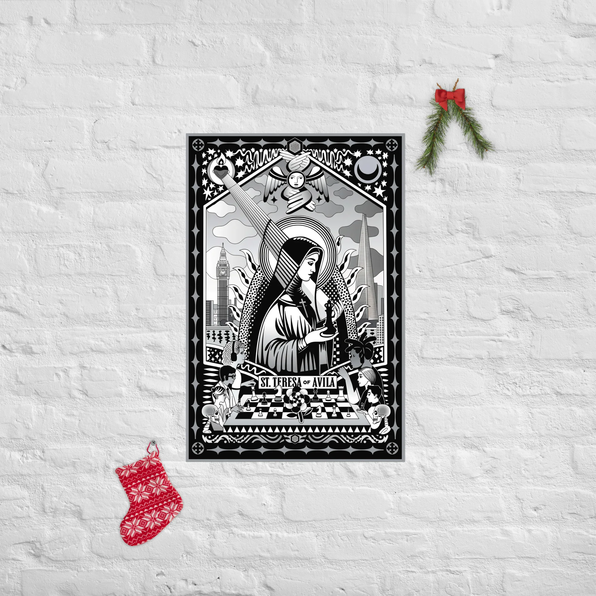 Teresa – Black & White Chess Photo Art Poster - Image 6