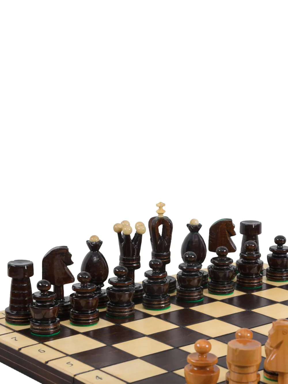 Beech Chess Set with Folding Board & Brass Inlay - Image 7