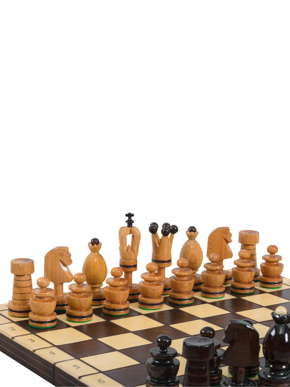 Beech Chess Set with Folding Board & Brass Inlay - Image 8
